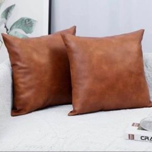 Faux Leather Pillow Cover Set